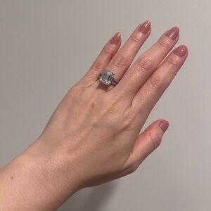 NEW Diamonique Emerald Cut Diamond Engagement Ring